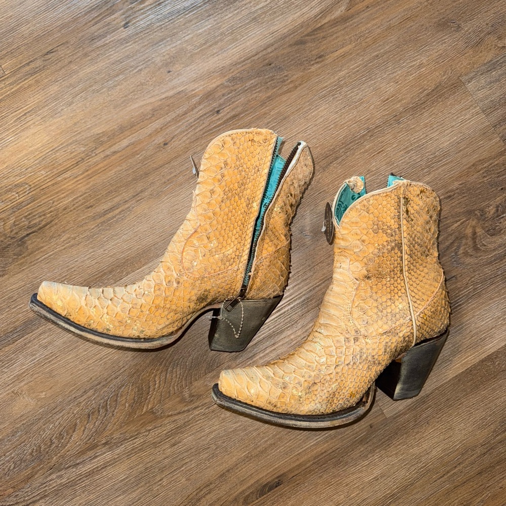 Nude Python Corral Western Ankle Boots